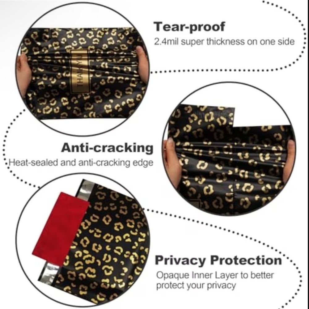 40 Leopard Print Thank You Poly Mailer Bags - Picture 2 of 5